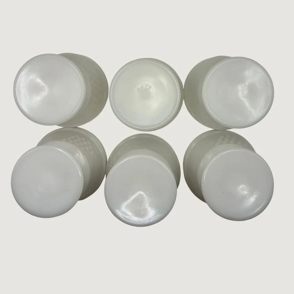 Vintage Milk Glass Dessert Cups Set of 6 White Grape Embossed Footed 3.75in